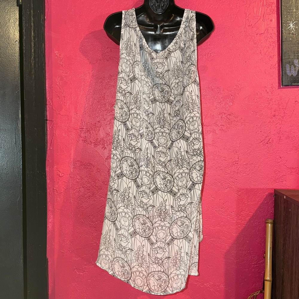 Disney Beauty & the Beast Graphic sheer hi lo sleeveless tunic top. Sz 5